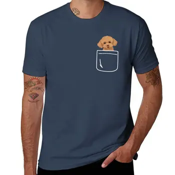 Новый игрушечный пудель В переднем кармане, подарок любителю щенков, футболка, мужская одежда в кавайном стиле, мужская футболка