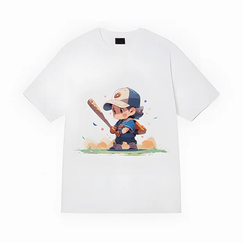 Мужская универсальная футболка для пары из чистого хлопка со спортивной тематикой для бейсбола для маленьких мальчиков