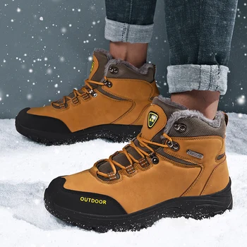 Мужская походная обувь для альпинизма, водонепроницаемые зимние кроссовки для скалолазания, резиновые походные ботинки на меху, Теплая походная обувь