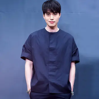 Повседневная мужская летняя рубашка в китайском стиле 2023 года с потайной планкой, заниженными плечами и закатанными манжетами из высококачественного хлопка с длинными штапелями