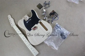 Изготовленная на заказ 6-струнная гитара, полуфабрикат гитары без краски, корпус из липы, гриф из клена, хромированный мост с пуговицами