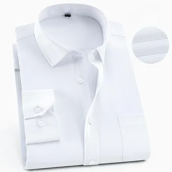 Мужская рабочая одежда, офисные белые хлопчатобумажные рубашки, Мужские классические вечерние рубашки, однотонные деловые повседневные рубашки с длинным рукавом, большие размеры S-8XL