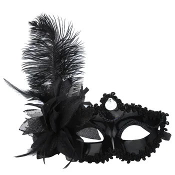 Маскарадная маска из перьев, женская сексуальная маска принцессы на половину лица, аксессуары для масок для выпускного вечера на Хэллоуин