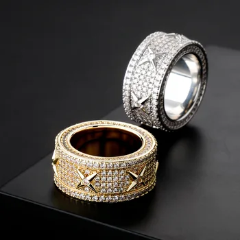Новые ювелирные изделия ретро личность полный циркон кольцо с медным покрытием из настоящего золота мужские женские аксессуары Хип-Хоп кольцо панк подарки для женщин