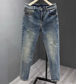 Q0902 Модные Мужские джинсы 2023, взлетно-посадочная полоса, роскошный известный бренд, Европейский дизайн, стиль вечеринки, мужская одежда