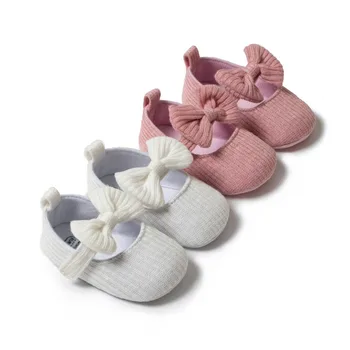 Детская обувь с милым бантиком для девочек; Сезон Весна-осень; Обувь для малышей; Нескользящая мягкая подошва; обувь принцессы для девочек 0-18 месяцев;