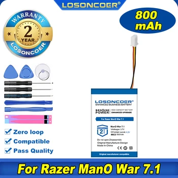 100% Оригинальный аккумулятор LOSONCOER емкостью 800 мАч для наушников Razer ManO War 7.1