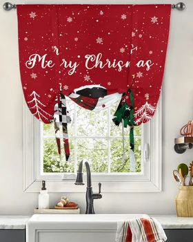 Рождественская елка, занавеска в виде снеговика для гостиной, римская занавеска, кухонные шторы на завязках, Регулируемые шторы