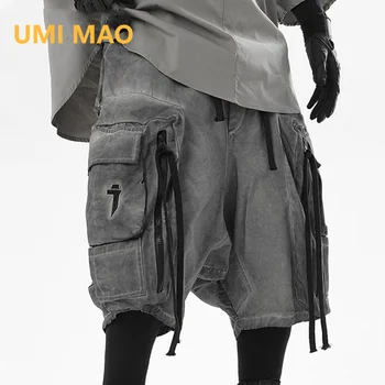 UMI MAO Сезон: Весна-лето, мужская модная технологичная одежда, шорты для улицы, повседневные мешковатые брюки-карго для тяжелой промышленности на шнурках Tide