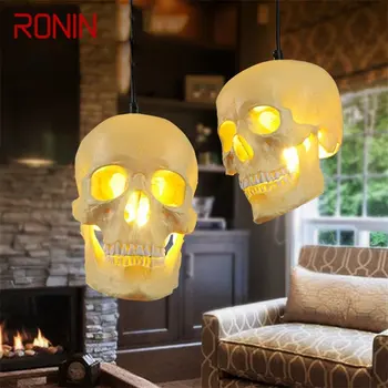 Подвесной светильник RONIN Nordic с креативным абажуром в виде черепа, декоративные светодиодные подвесные светильники современного дизайна для домашнего освещения
