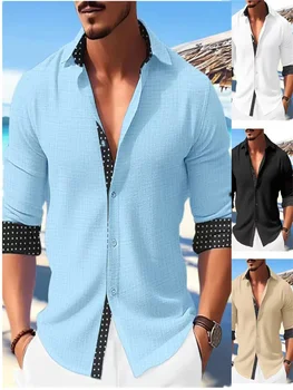 2023 Новая мужская рубашка, модный тренд, строчка, Белый, черный, Повседневная уличная вечеринка, мужская одежда, мягкая и удобная