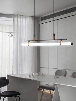 Минималистский подвесной светильник для столовой, скандинавский обеденный стол, современный подвесной светильник с трубкой минималистского дизайна