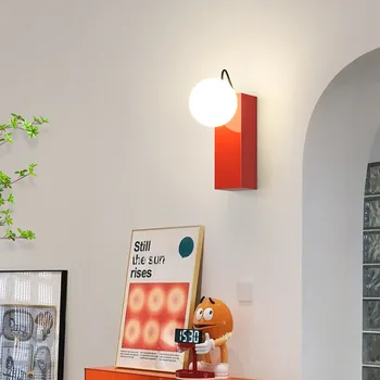 Настенный светильник с шариками в кремовом стиле, Скандинавская Прикроватная лампа с магнитным всасыванием, Дизайнерский Интернет, Красные Лампы для детской Комнаты, Горячие