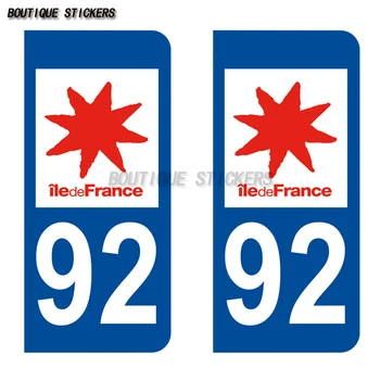 2шт лицензионный участок 92 Наклейка на номерной знак Hauts de Seine 92 Наклейка из водонепроницаемого полиэтилена