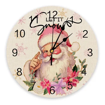 Рождественские настенные часы со снежинками Санта-Клауса, бесшумные цифровые часы для украшения дома, спальни, кухни, подвесные часы