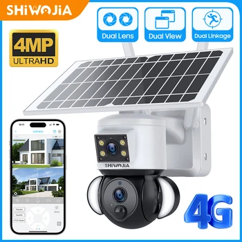 SHIWOJIA Outdoor 6W Solar Camera 4G SIM с Солнечной Панелью Безопасности Battery Cameras PIR Monitor Наблюдение Ночного Видения CCTV Cam