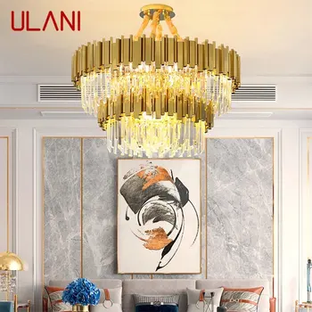 Золотая люстра ULANI, хрустальный подвесной светильник, постмодернистский светодиодный светильник для дома, гостиной, столовой