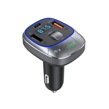 Автомобильное зарядное устройство Bluetooth 5.0, FM-передатчик PD мощностью 30 Вт + QC3.0, мощный двойной микрофон Bluetooth Hands-Free с 7-цветной подсветкой