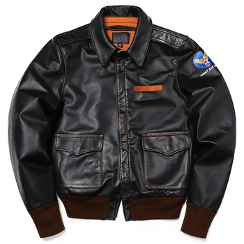 Классическая куртка из конской кожи типа A-2 ВВС США из натуральной кожи, мужская винтажная мотоциклетная куртка в стиле ретро A2