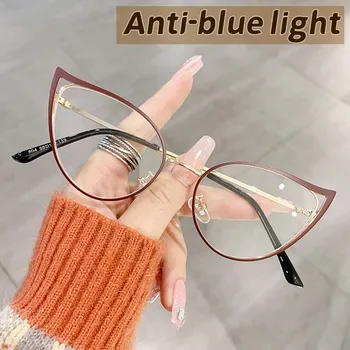 Роскошные дизайнерские очки в металлической оправе большого размера, Очки с защитой от синего света 