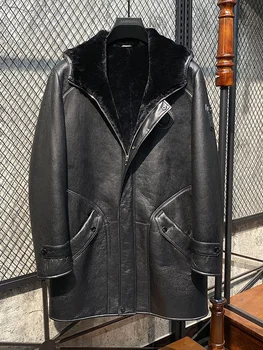 Мужская зимняя куртка One из натуральной овчины 2023 года, мужская черная шуба с капюшоном Novidades FCY