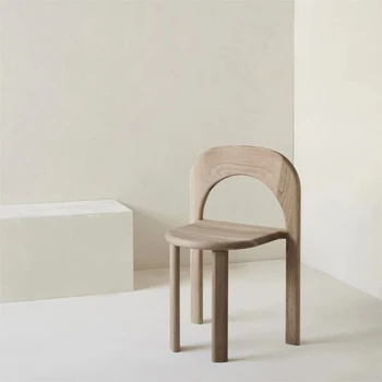 Бытовой Обеденный стул из дуба со спинкой в скандинавском стиле, Мебель для гостиной, Универсальный стул для Штабелируемого отдыха на свежем воздухе, Низкий Табурет из массива дерева.