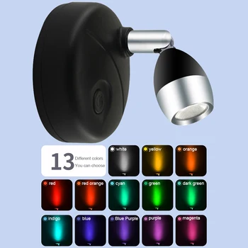 13 Цветов светодиодного настенного светильника RGB Night Light с батарейным питанием, срок службы света до 20000 часов, пульт дистанционного управления для шкафа в гостиной