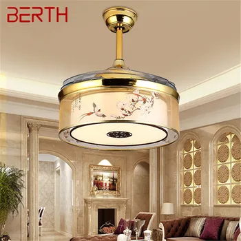 Потолочный вентилятор на спальном месте, лампы с дистанционным управлением без лопастей, современный золотой светодиод для домашней столовой ресторана