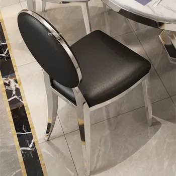 Скандинавские обеденные стулья из нержавеющей стали для мебели для столовой, спинка обеденного стула, Легкие Роскошные высококлассные Кухонные обеденные стулья