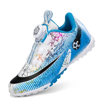 Новые классные футбольные кроссовки для девочек, Синие, розовые, для мальчиков, Повседневные футбольные спортивные кроссовки, нескользящая спортивная обувь для газона 08
