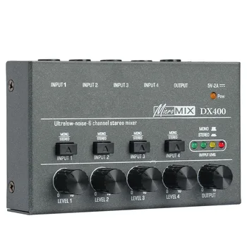Аудиомикшер DX400 / 600 / 800 Мини-Звуковой Микшер Модернизированный Со Сверхнизким уровнем шума 4/6/8-канальный Линейный микшер Источник питания DC5V Простота в эксплуатации