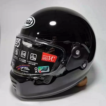 Мотоциклетный шлем из высокопрочного стекловолокна, ретро-шлем для картинга, шлем NEO full face, стильный ярко-черный, вместительный
