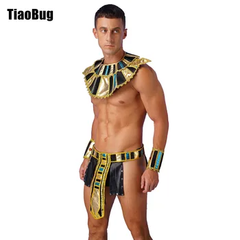 Мужской костюм для косплея на Хэллоуин в Египте, нижнее белье с низкой посадкой, нижнее белье с шипами, пояс с воротником и браслеты на запястьях