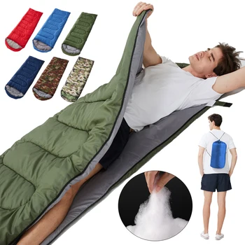 Спальный мешок для кемпинга, легкий 3-сезонный теплый и холодный конверт, походный полый хлопковый спальный мешок для путешествий, походов