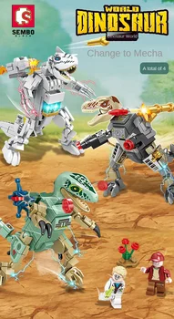 Детские игрушки-головоломки, строительные блоки, игрушки-динозавры 205039-205042, украшения для модели вооруженного велоцираптора тираннозавра Рекса, gif