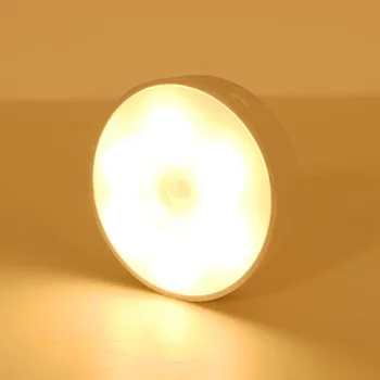 Светодиодный ночник с датчиком движения, Перезаряжаемый ночной светильник, Беспроводной светильник для кухни, спальни, шкафа, Настенная индукционная лампа для тела