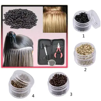 500 шт 5 мм силиконовых микрошариков, колец, трубочек, палочка из бусин для наращивания волос в пучок