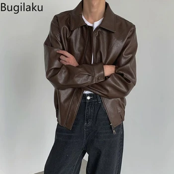Молодежная короткая кожаная куртка Bugilaku, мужская корейская версия свободного кроя, функциональный стиль, взрывной костюм для аркадных автомобилей