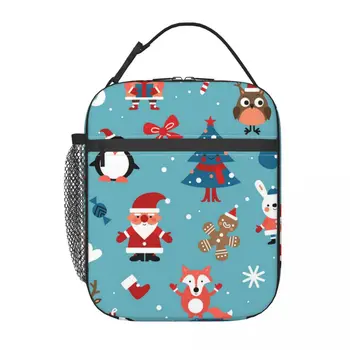 Рождественская школьная сумка для ланча с пряниками Санта-Клауса, Оксфордская сумка для ланча для офиса, путешествий, кемпинга, термоохладитель, ланч-бокс