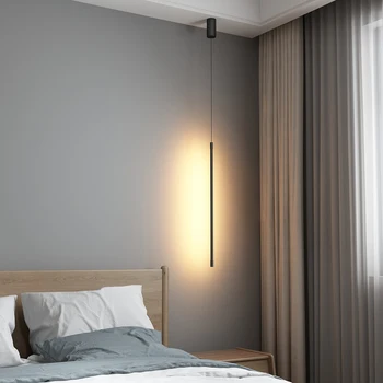 Современные светодиодные подвесные светильники длинные ленточные люстры подвесной светильник внутреннее освещение гостиная спальня прикроватный светильник кухня