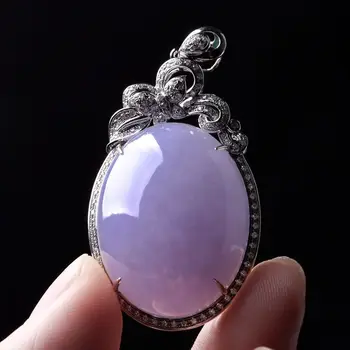 Натуральный Нефрит, Халцедон фиолетового цвета, Овальное ожерелье, большая подвеска, высококачественные и модные Роскошные серебряные украшения для помолвки