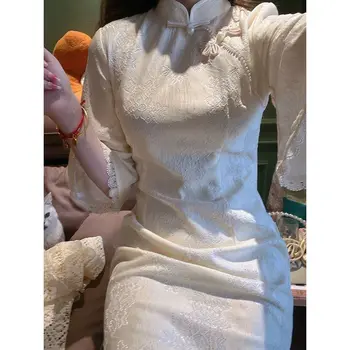 Летнее Новое платье Элегантные костюмы Qipaos Улучшенные Cheongsams Новые женские платья в китайском стиле с расклешенными рукавами Vestidos Longe Qipao