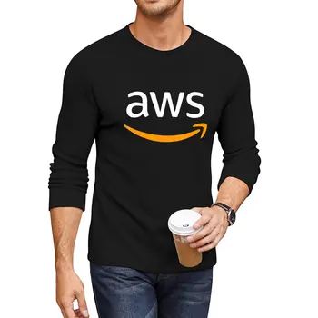 Новый логотип AWS (логотип Amazon Web Services), длинная футболка, мужская одежда, одежда в стиле хиппи, эстетическая одежда, мужские футболки