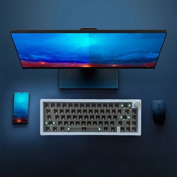 Проводная клавиатура DIY с ручкой 67 клавиш Механическая клавиатура с RGB подсветкой Компьютерные аксессуары для настольных портативных ПК