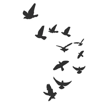 11 шт. Зеркальная наклейка из ПВХ в форме птицы, Съемные наклейки на стены, наклейки на зеркала из ПВХ, пластиковые наклейки для гостиной, украшения дома