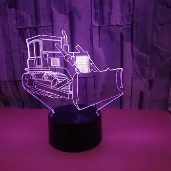 3D Иллюзионная лампа Nighdn Bulldozer, светодиодный ночник для детей, сенсорная настольная лампа, меняющая цвет, 7 цветов, Рождественский подарок на день рождения для мальчиков