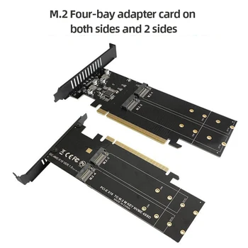 SSD Riser Card 4-Слотный Контроллер Адаптера жесткого диска M.2 Карта Расширения NVME Metal PCIE 3.0 X16 Поддерживает Raid с Радиатором
