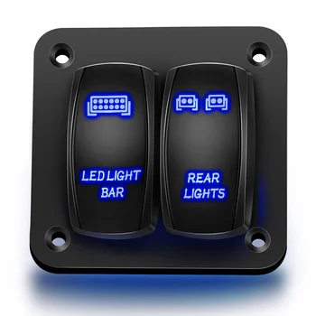 2-бандажный кулисный переключатель подсветки панели, автоматический выключатель, защитный светодиодный выключатель для автомобиля, авто, грузовик, караван, морской синий