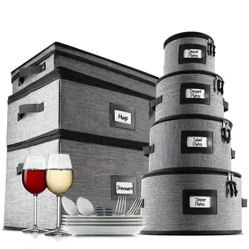 Набор контейнеров для хранения посуды с надежной подкладкой (8 шт.), кухонные принадлежности