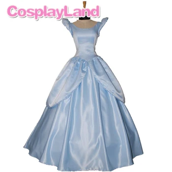 Маскарадное платье Золушки, костюм принцессы на Хэллоуин, сшитое на заказ для свадебной вечеринки, синее платье для косплея с нижней юбкой